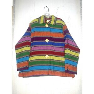 Vintage Norm Thompson Rainbow Striped Oversized‎ Button Down Blazer | Tag Sz: 1X